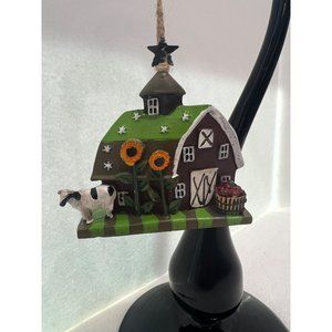 Country Barn and Cow Christmas Tree Ornament